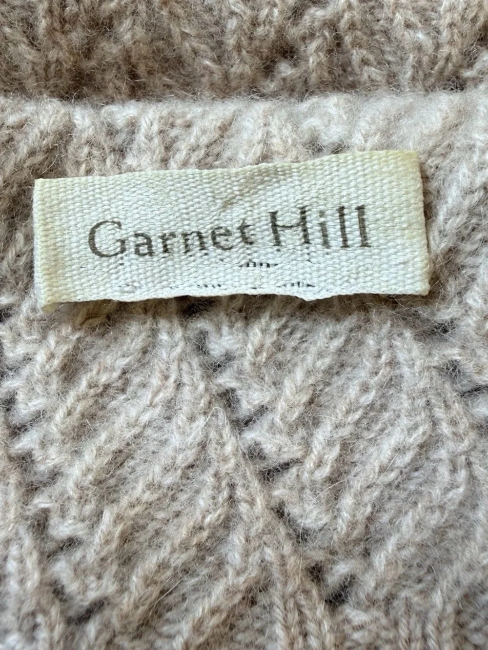 Garnet Hill Cashmere Beanie Hat Oatmeal Beige Ribbed Knit One Size